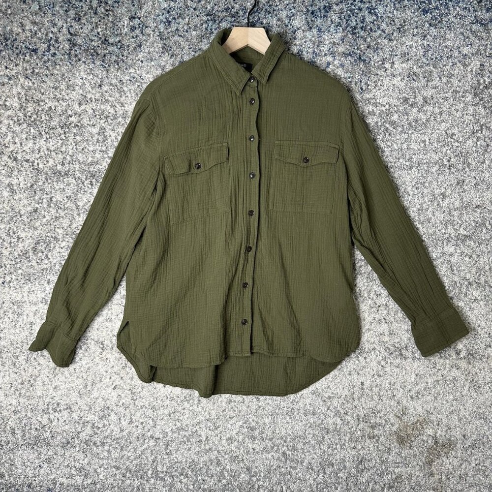 Madewell Shirt Mens Medium Green Button Up Long Sleeve Double Pocket‎ Casual Top